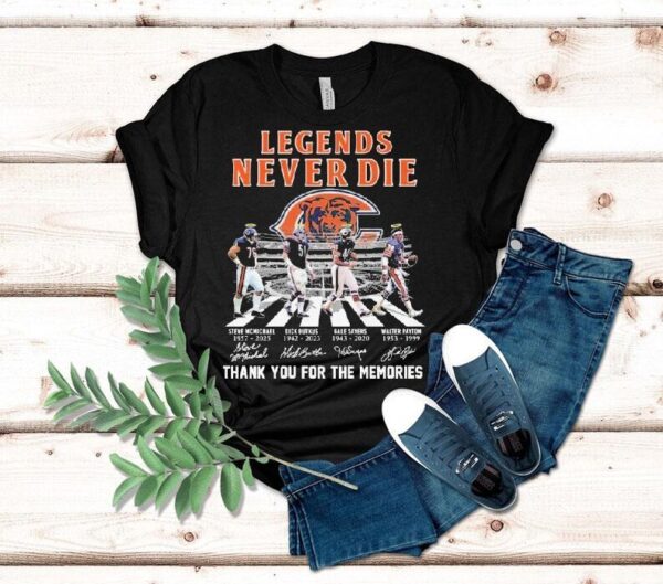 Honoring Chicago Bears icons with this timeless legends never fade t-shirt