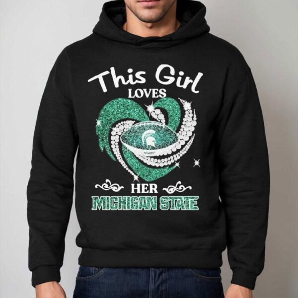 She proudly rocks her Spartans heart design t-shirt