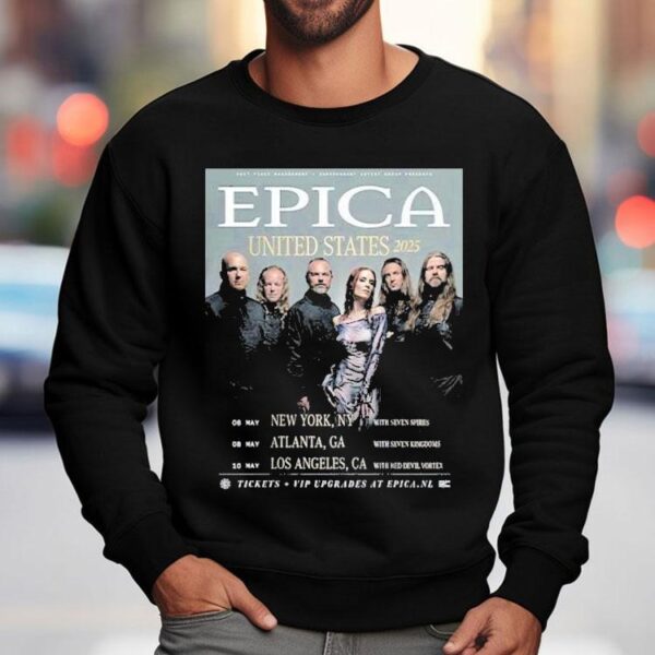 Epica 2025 US concert schedule tshirt
