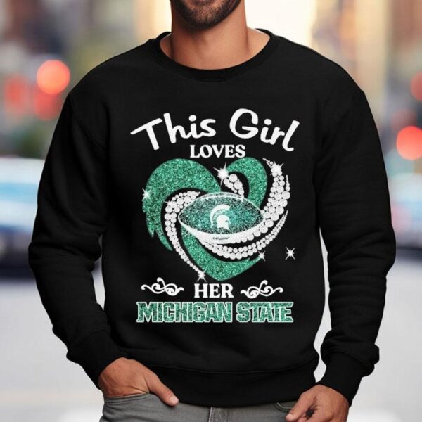 She proudly rocks her Spartans heart design t-shirt