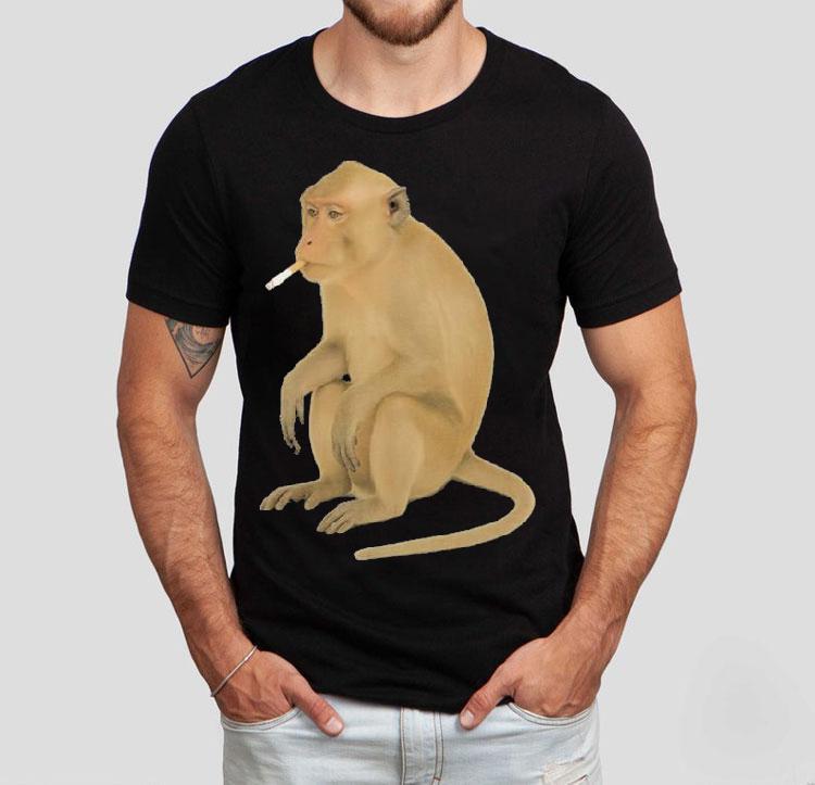 Playful primate puffing on a cigarette graphic tshirt 4 Playful Primate Puffing On A Cigarette Graphic T Tshirt