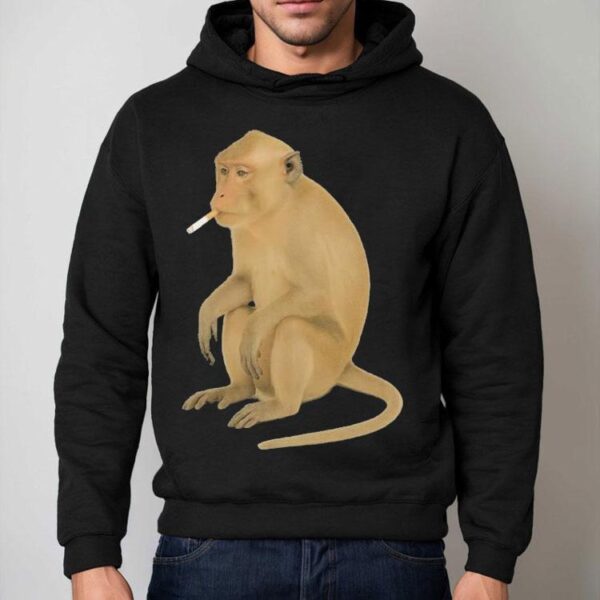 Playful primate puffing on a cigarette graphic tshirt