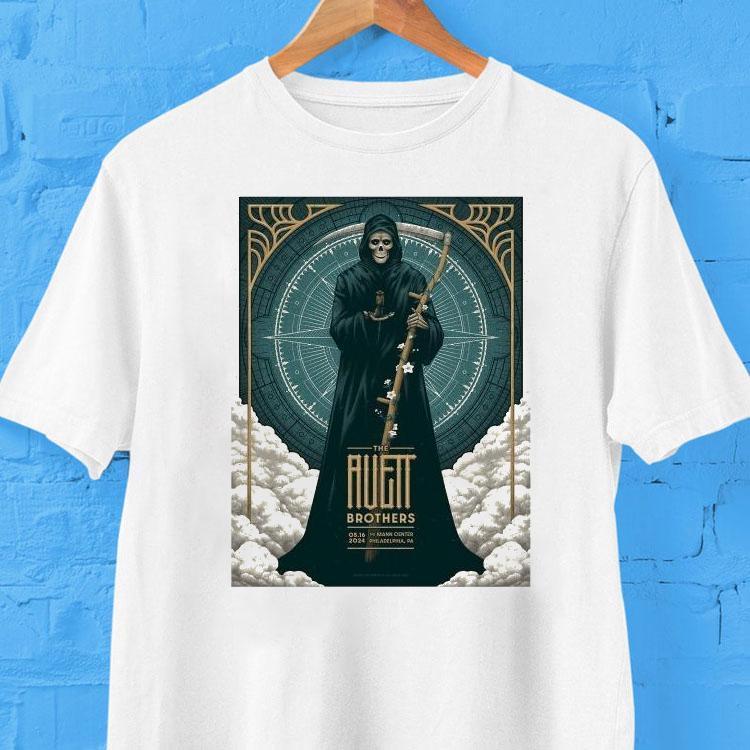 Avett Brothers Philadelphia concert 2024 grim reaper design tshirt 2 Avett Brothers Philadelphia Concert Grim Reaper Design T Tshirt