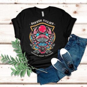 Bold Crab Design With Crossed Heart On Cool T-shirt