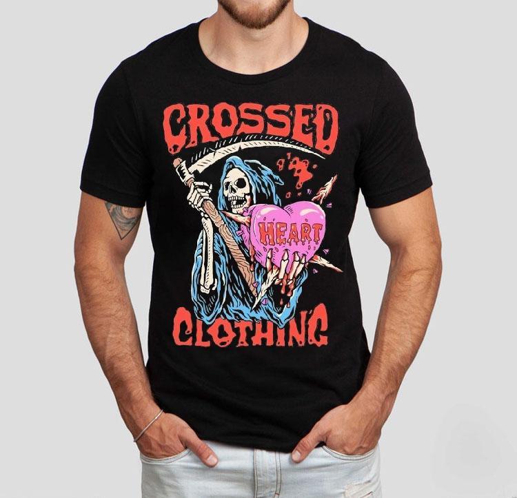Grim Reaper With Crossed Heart Design Tshirt 4 Grim Reaper With Crossed Heart Design T Tshirt