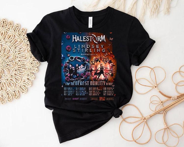 Lindsey Stirling Halestorm 2025 tour exclusive duality design tshirt 4 Lindsey Stirling Halestorm Tour Exclusive Duality Design T Tshirt
