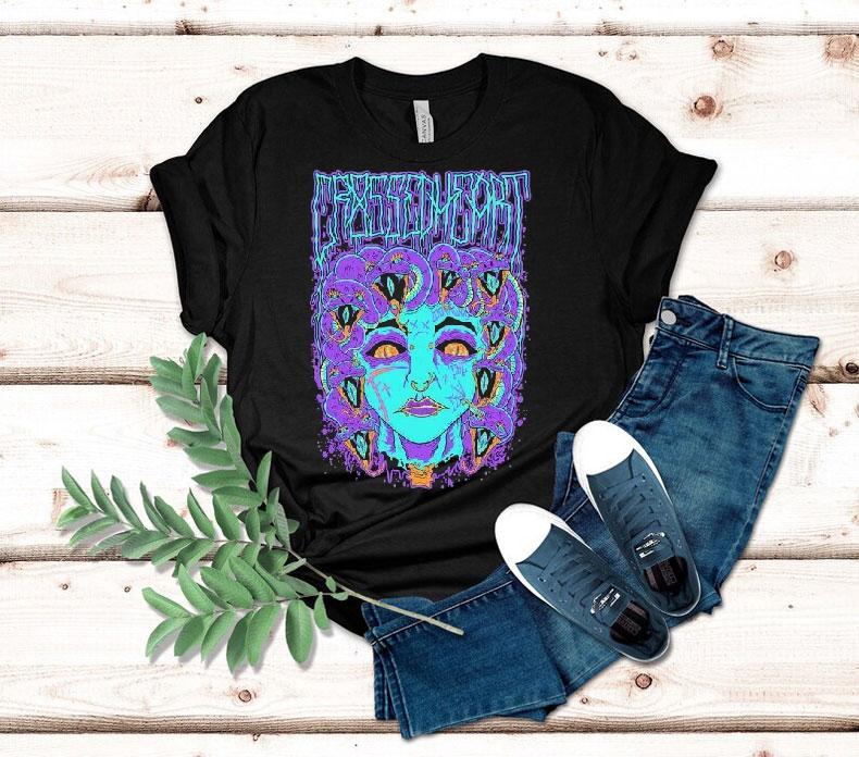 Mythical Medusa Design With Crossed Heart Detail Tshirt 4 Mythical Medusa Design With Crossed Heart Detail T Tshirt