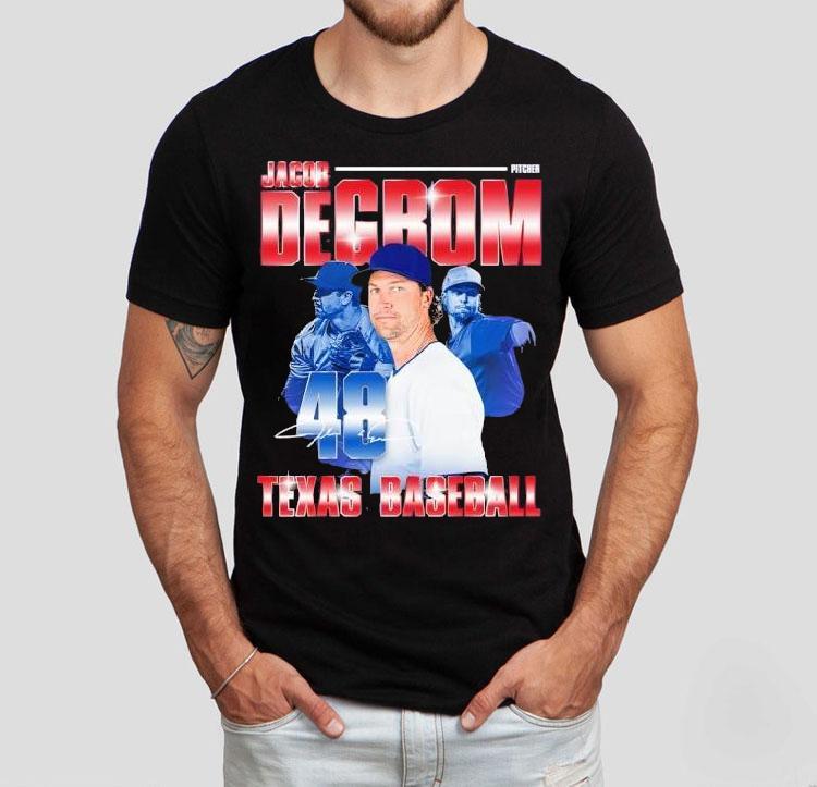 Texas Rangers Jacob Degrom 48 Baseball Tshirt 4 Texas Rangers Jacob Degrom Baseball T Tshirt