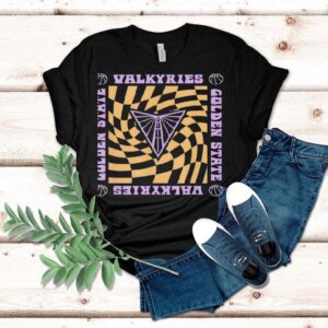 Vintage inspired wave pattern design for Golden State Valkyries t-shirt
