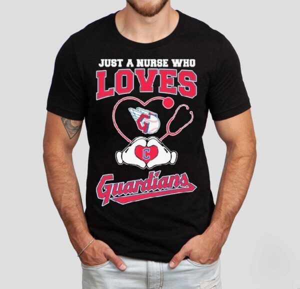 Cleveland Guardians superfan nurse shows team spirit with heart hands t-shirt