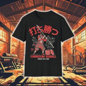 Dominate the samurai path from the start with this barbell t-shirt