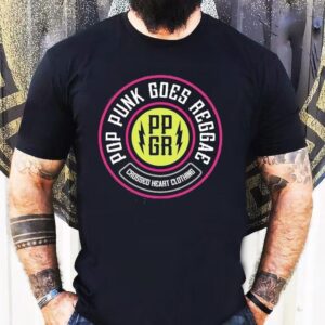 Reggae meets pop punk in this edgy crossed heart design tshirt
