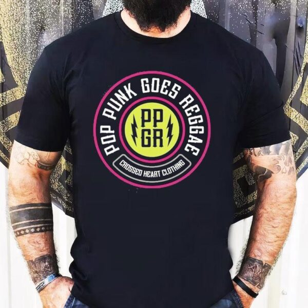 Reggae meets pop punk in this edgy crossed heart design tshirt
