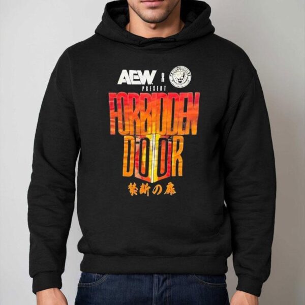Exclusive crossover design from AEW and NJPW collaboration t-shirt