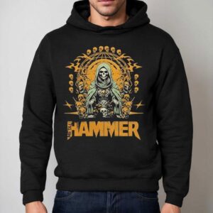 Grim Reaper Skull Globe Design Metal Hammer T Hoodie