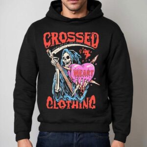 Grim Reaper With Crossed Heart Design T Hoodie