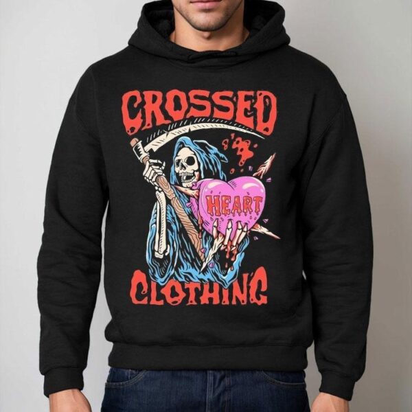 Grim Reaper With Crossed Heart Design Tshirt