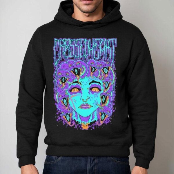 Mythical Medusa Design With Crossed Heart Detail Tshirt