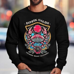Bold Crab Design With Crossed Heart On Cool Sweatshirt