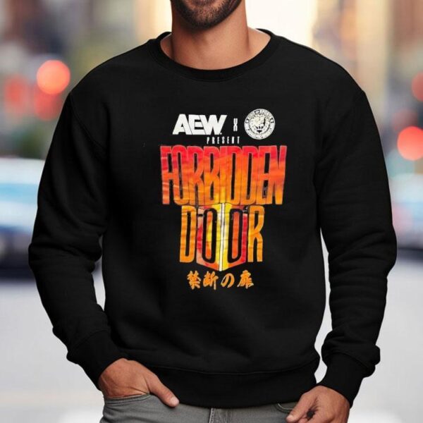 Exclusive crossover design from AEW and NJPW collaboration t-shirt