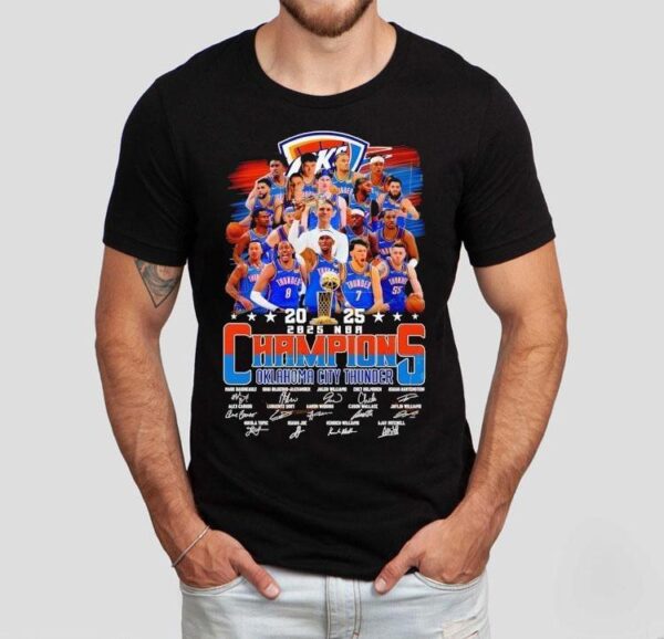 2025 Nba Finals Champions Oklahoma City Thunder Signatures Team Shirt