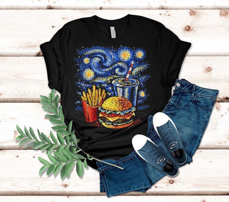 A Fast Food Meal Style Of Van Gogh's Starry Night Shirt 4 A Fast Food Meal Style Of Van Gogh S Starry Nigh Tshirt