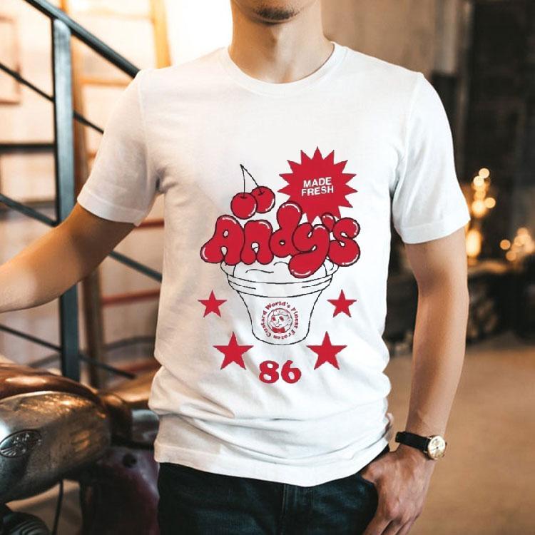 Andy's Frozen Made Fresh Faded Bone Cherry Since '86 Shirt 2 Andy S Frozen Made Fresh Faded Bone Cherry Since Tshirt