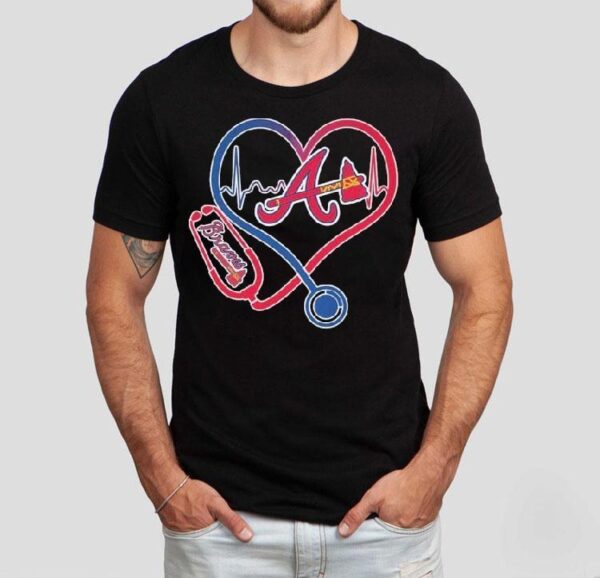 Atlanta Braves Caring Hearts Nurse Stethoscope Shirt