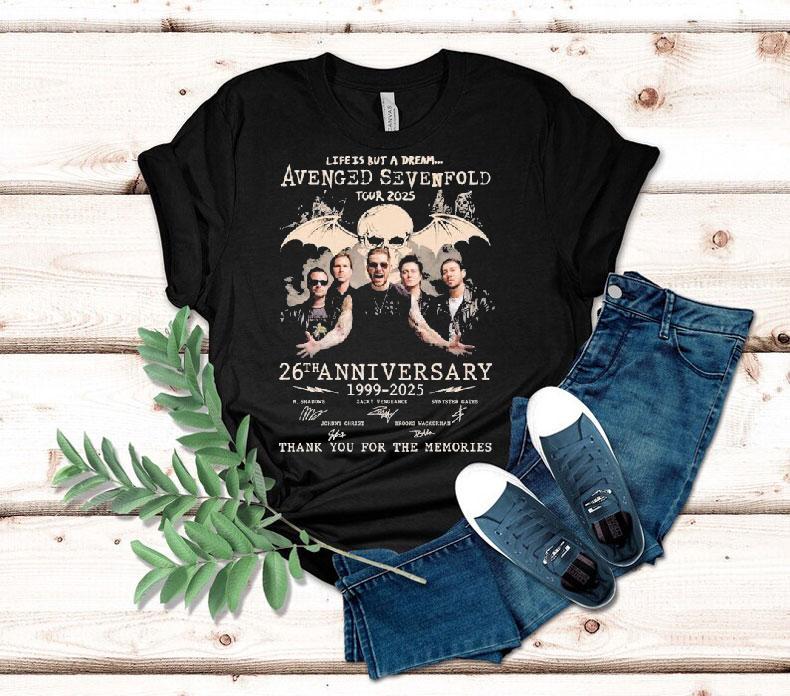 Avenged Sevenfold Life Is But A Dream Tour 2025 26th Anniversary 1996 2025 Thank You For The Memories Signatures Shirt 4 Avenged Sevenfold Life Is But A Dream Tour Th Anniversary Thank You For The Memories Signatures Tshirt