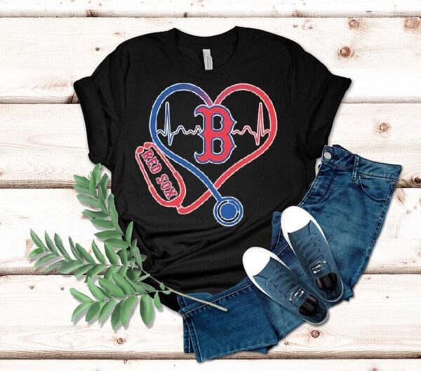 Boston Red Sox Caring Hearts Nurse Stethoscope Shirt