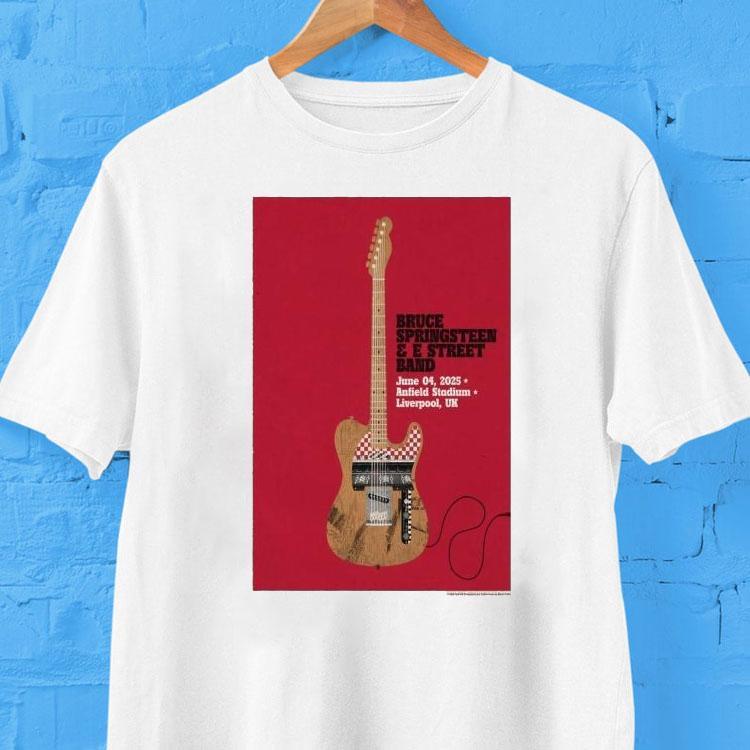 Bruce Springsn June 04 07 2025 Liverpool, Uk Guitar Shirt 2 Bruce Springsn June Liverpool Uk Guitar Tshirt