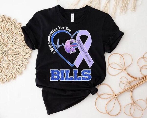 Buffalo Bills I Will Remember For You Alzheimer’s Awareness Heartbeat Shirt