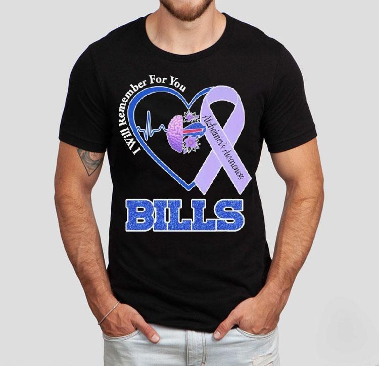 Buffalo Bills I Will Remember For You Alzheimer's Awareness Heartbeat Brain Shirt 4 Buffalo Bills I Will Remember For You Alzheimer S Awareness Heartbeat Brain Tshirt