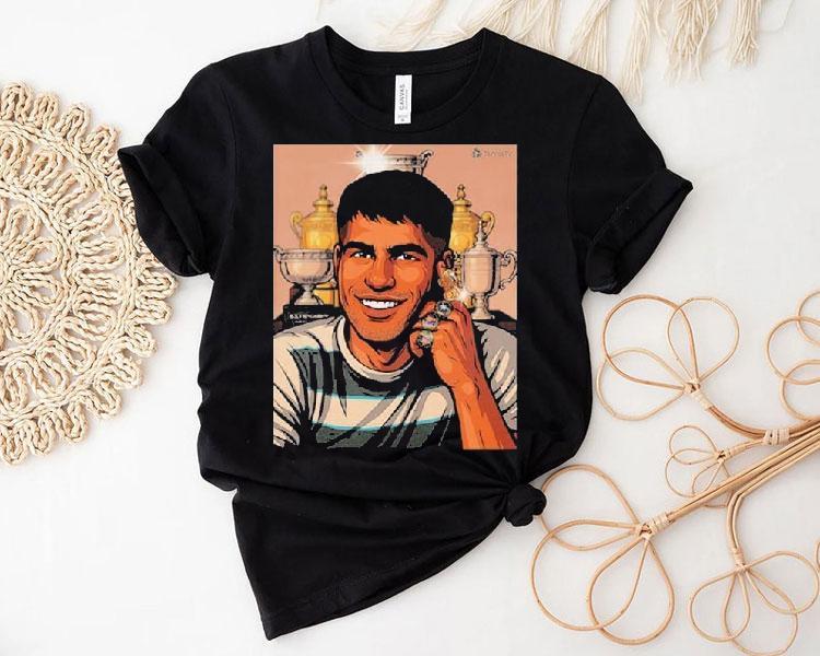 Carlos Alcaraz Wins 5 Slam Finals 5 Slam Titles Roland Garros Champion 2025 Trophy Shirt 4 Carlos Alcaraz Wins Slam Finals Slam Titles Roland Garros Champion Trophy Tshirt