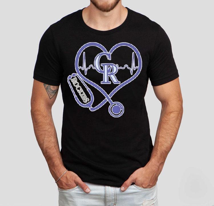 Colorado Rockies Caring Hearts Nurse Stethoscope Heartbeat Shirt 4 Colorado Rockies Caring Hearts Nurse Stethoscope Heartbea Tshirt