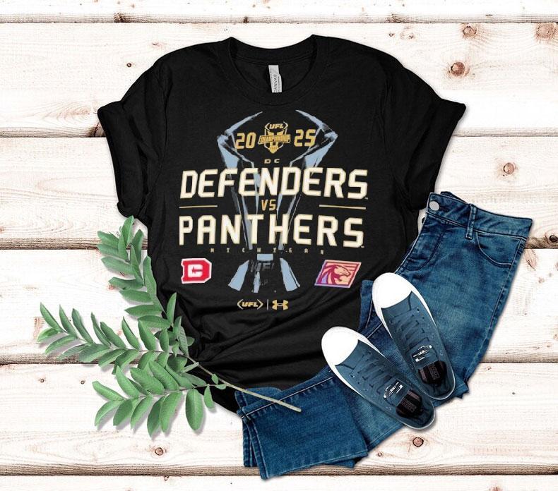 Dc Defenders Vs. Michigan Panthers Ufl United Football League 2025 Ufl Championship Game Trophy Shirt 4 Dc Defenders Vs Michigan Panthers Ufl United Football League Ufl Championship Game Trophy Tshirt
