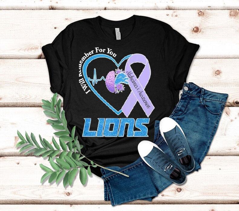Detroit Lions I Will Remember For You Alzheimer's Awareness Heartbeat Shirt 4 Detroit Lions I Will Remember For You Alzheimer S Awareness Heartbea Tshirt