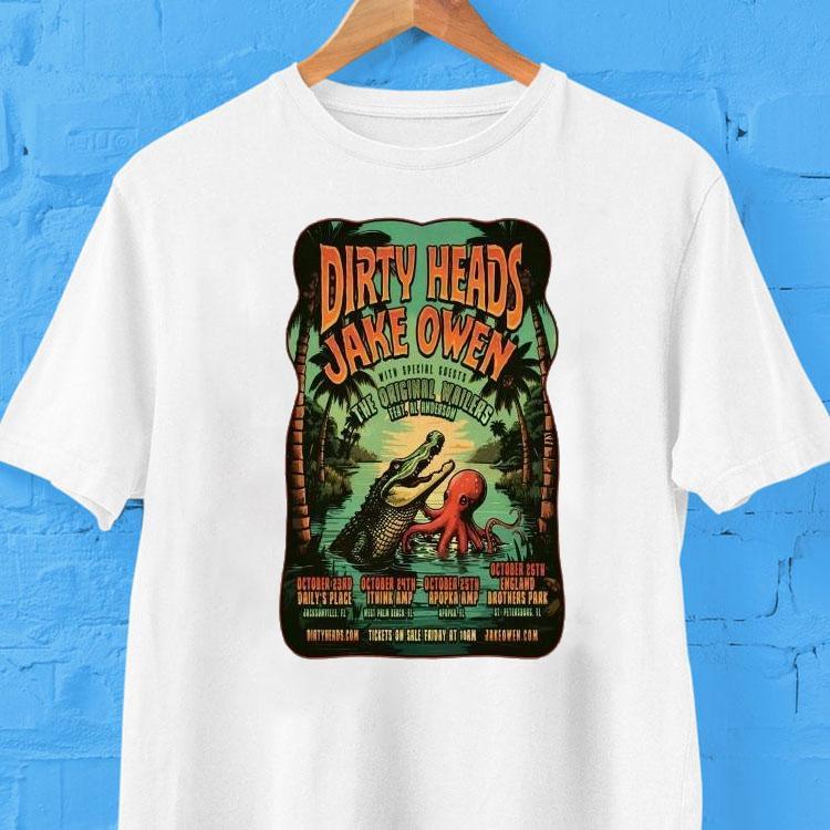 Dirty Heads Jake Owen The Wailers Tour Oct 2025 Gator Octopus Shirt 2 Dirty Heads Jake Owen The Wailers Tour Oct Gator Octopus Tshirt