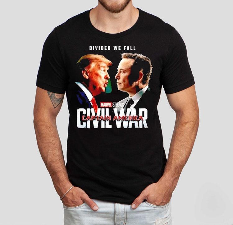 Divided We Fall Marvel Studios Civil War Trump Vs Elon Shirt 4 Divided We Fall Marvel Studios Civil War Trump Vs Elon Tshirt
