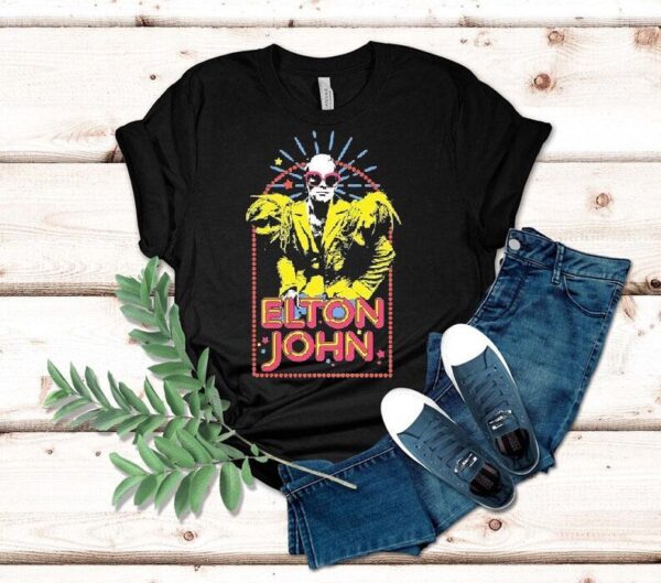 Elton John Distressed Photo Sparkle Shirt