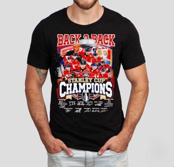 Florida Panthers Back 2 Back Champions Stanley Cup 2025 Signatures Shirt