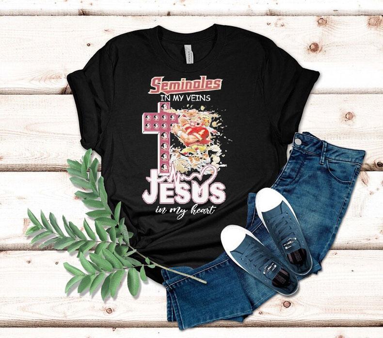Florida State Seminoles In My Veins Jesus In My Heart Mascot Shirt 4 Florida State Seminoles In My Veins Jesus In My Heart Masco Tshirt