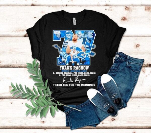 Frank Ragnow Detroit Lions 2018-2024 Signature Thank You For The Memories Shirt