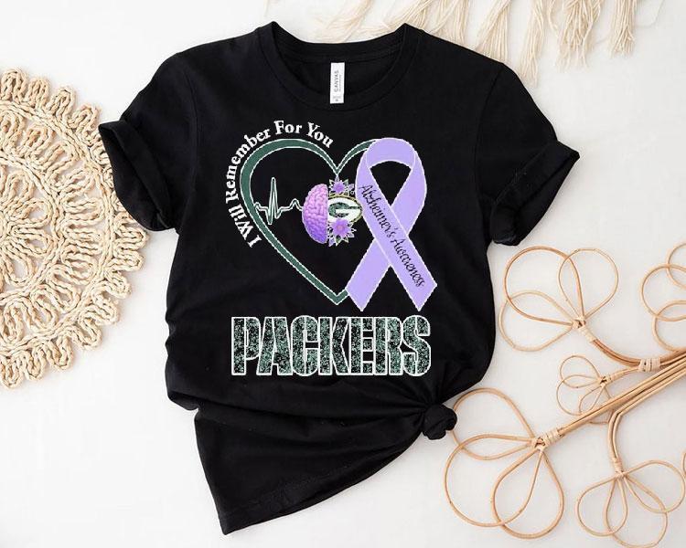 Green Bay Packers I Will Remember For You Alzheimer's Awareness Heartbeat Brain Shirt 4 Green Bay Packers I Will Remember For You Alzheimer S Awareness Heartbeat Brain Tshirt