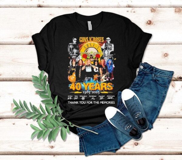 Guns N’ Roses 40 Years 1985 2025 Rose Slash Reese Mckagan Reed Fortune Thank You For The Memories Shirt