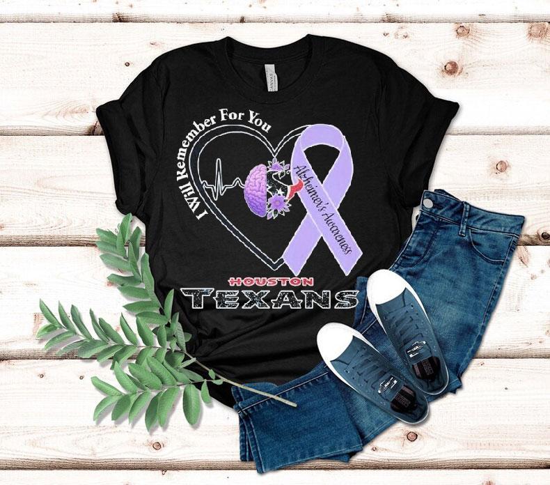 Houston Texans I Will Remember For You Alzheimer's Awareness Heartbeat Brain Shirt 4 Houston Texans I Will Remember For You Alzheimer S Awareness Heartbeat Brain Tshirt