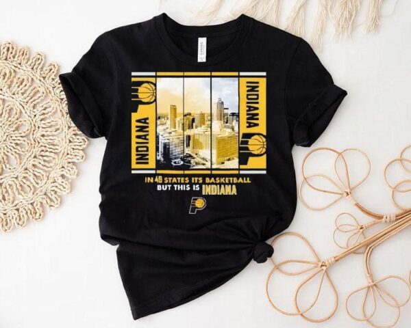 Indiana Pacers Stadium Essentials Unisex Skyline Boxout Shirt