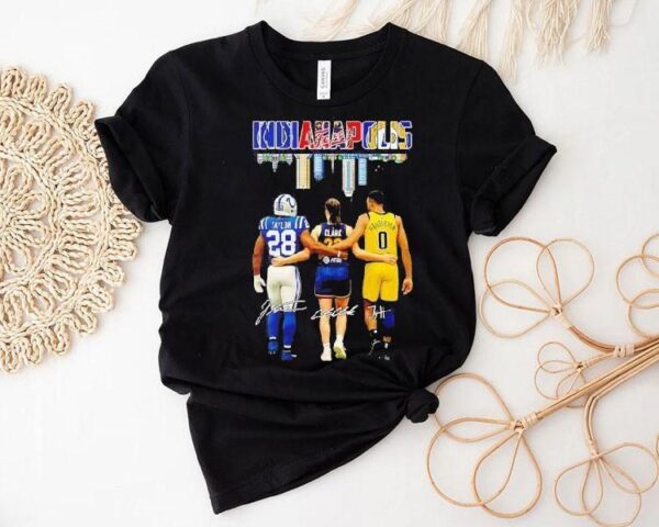 Indianapolis City Skyline Legends Taylor Clark And Haliburton Signatures Shirt