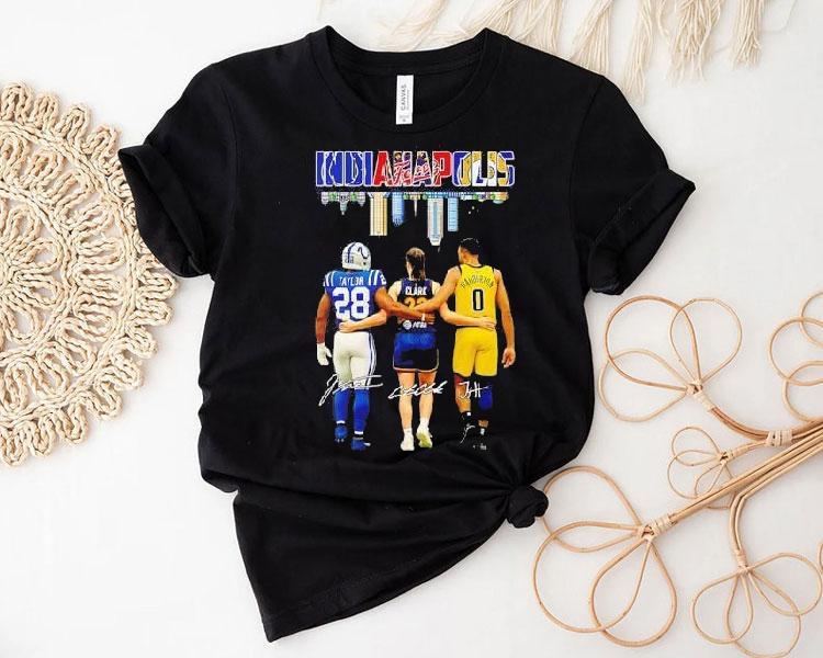 Indianapolis City Skyline Legends Taylor Clark And Haliburton Signatures Shirt 4 Indianapolis City Skyline Legends Taylor Clark And Haliburton Signatures Tshirt