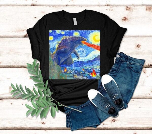 Japanese Monster Kaiju In Van Gogh Starry Night Godzilla 2025 Shirt